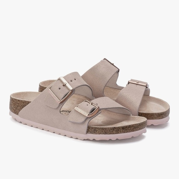 BIRKENSTOCK Arizona Sandals Suede Leather Shimmering Rose EU41 Narrow 10 - Picture 1 of 12